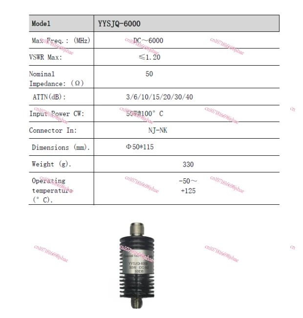 0-6G Coaxial Fixed Attenuator