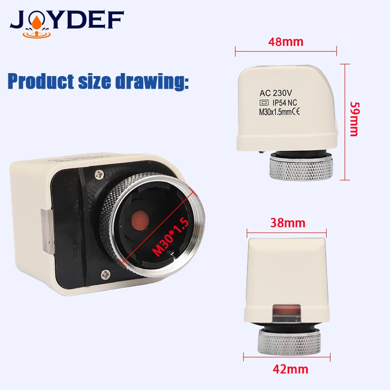 4 Wires 230V Thermal Actuator (Zone Valve) for hydronic Water/Glycol pex Radiant Floor Manifold