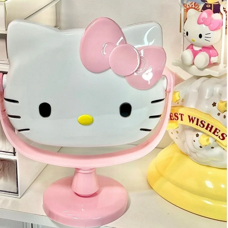 Kawaii Hello Kitty Vanity Mirror, Desktop Vertical Makeup Mirror, Sanrio Cartoon Anime Figure, Bonito Dormitório Estudantil, Presente de Férias