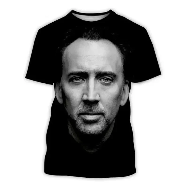 Actor Star Nicolas Cage T-shirt 3D Print O-Neck Women Men Tshirt Men Fashion Casual Short Sleeve Tees Harajuku Unisex Clothing