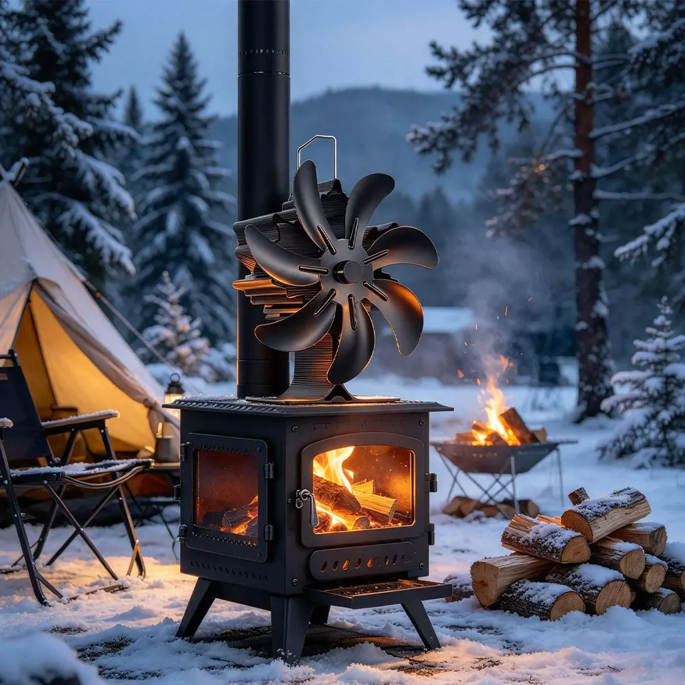 7 Blades Stove Powered Fireplace Fan Log Wood Burner Aluminum Alloy Eco-Fan Quiet Home Warm Efficient Heat Distribution tools