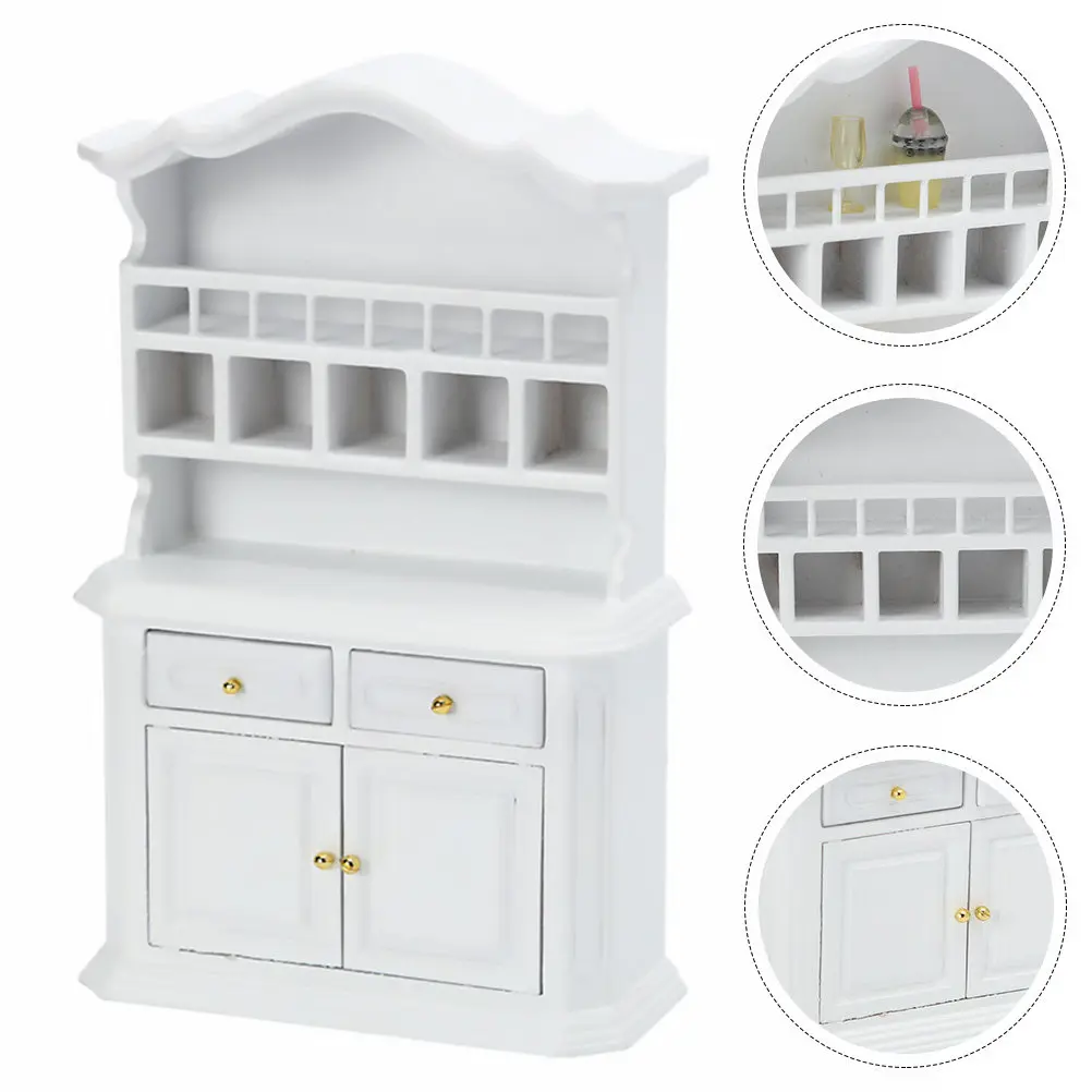 

1Pcs Mini Bookcase White 1:12 Miniature Cabinet Sturdy Wooden Mini House Decor Compact Furniture Adornment Book Cabinet Model