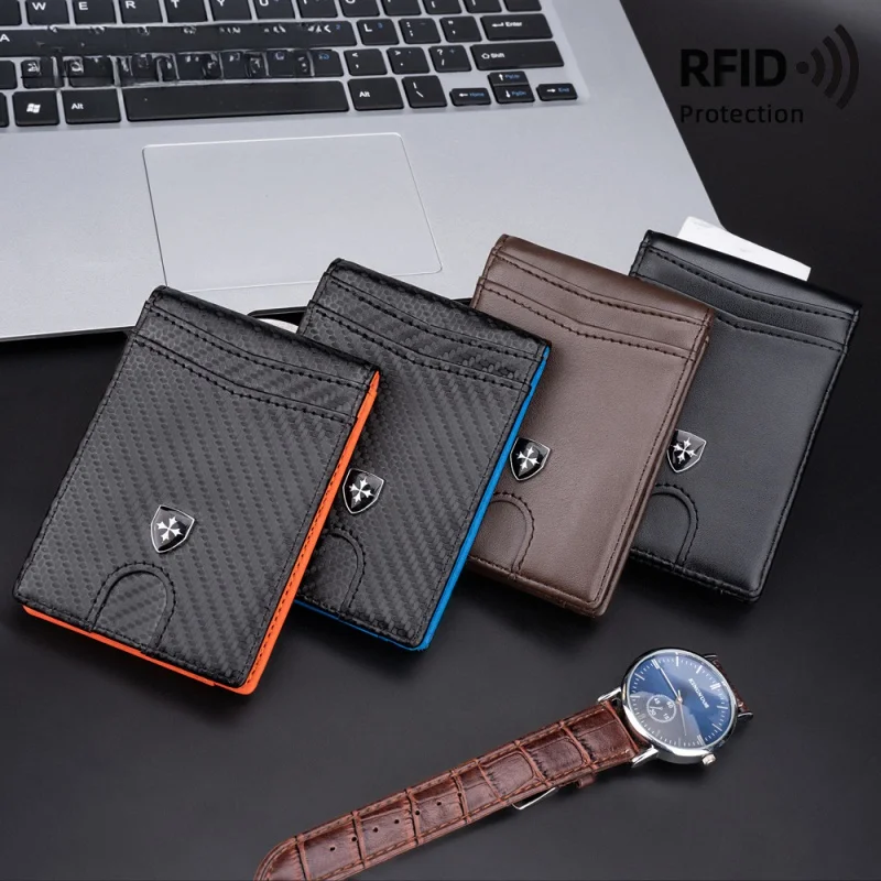 Men wallet PU leather casual multi slot card clip card holder men purse short male fold wallets RFID card bag
