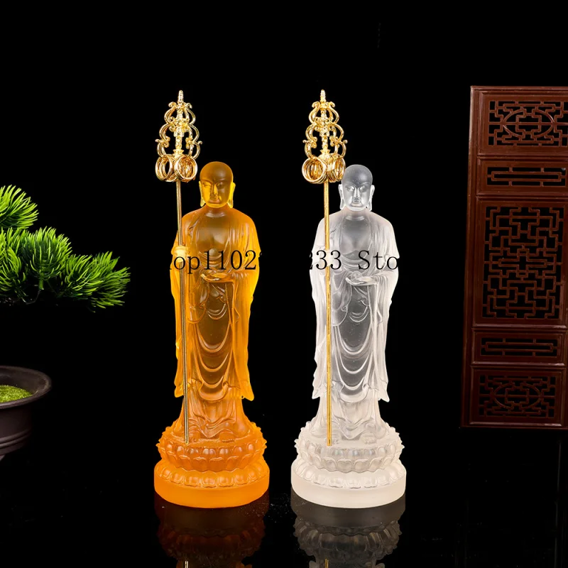 Jiuhua Mountain Small Ksitigarbha Bodhisattva Water-Like Crystal Buddha Statue, Temple Hall of Ten Thousand Buddhas, Religious F