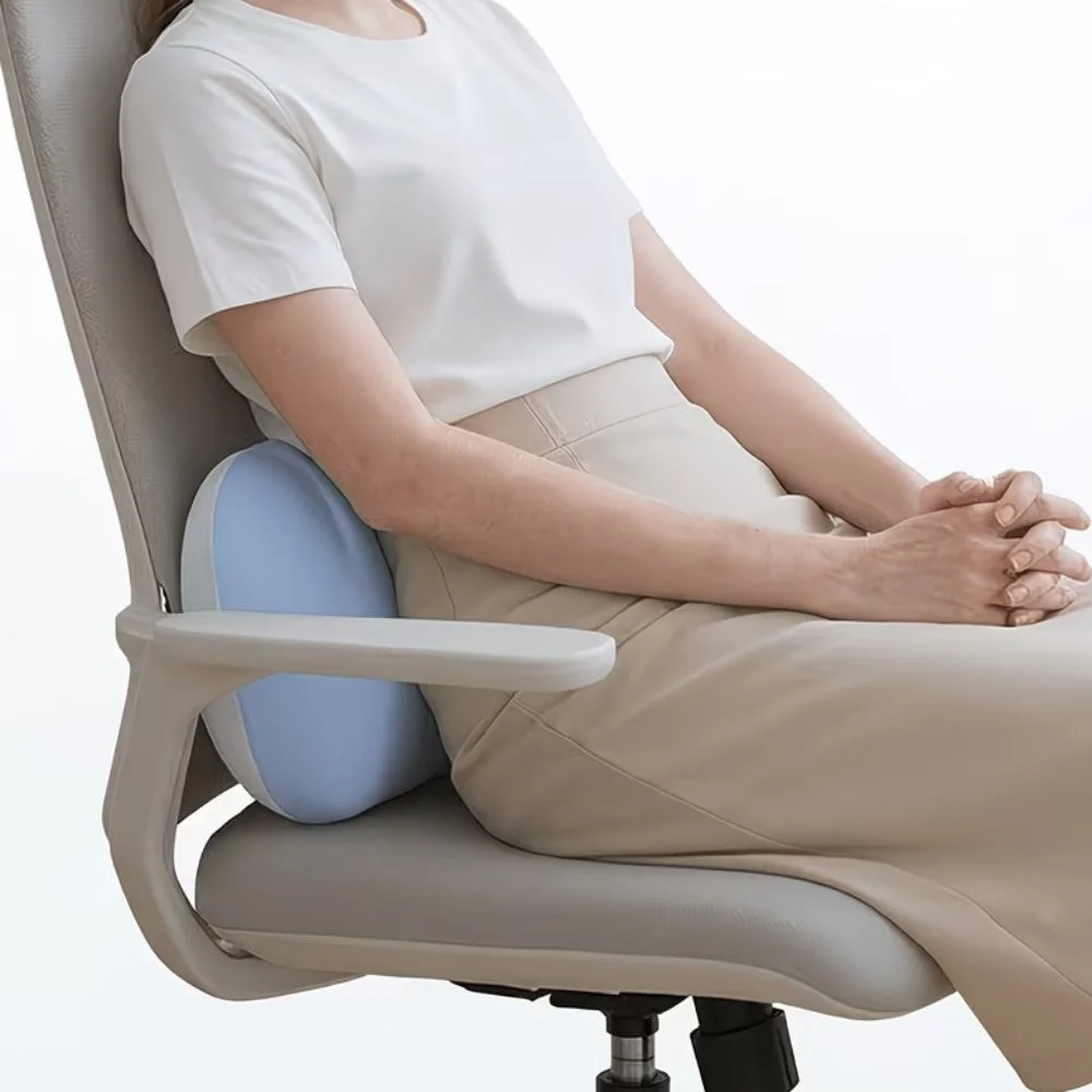Portable Ice Silk Office Nap Pillow Slow Rebound Ergonomic Summer Cooling Pillow with Carrying Lanyard Soft Bed Pillow Student