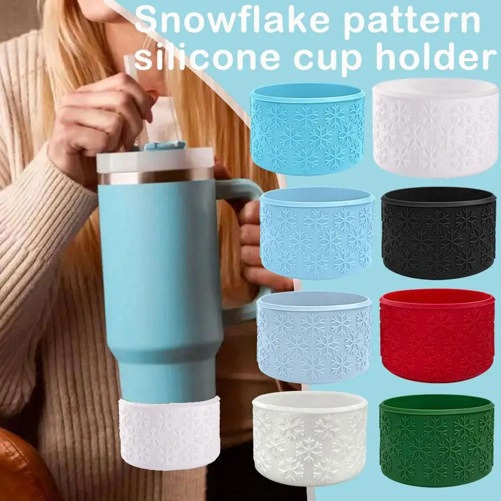 

1Pc Christmas Snowflake Silicone Bottle Boot Sleeve for Most 40oz Cups 7.5cm Anti-Slip Protective Tumbler Accessories Xmas D9S5