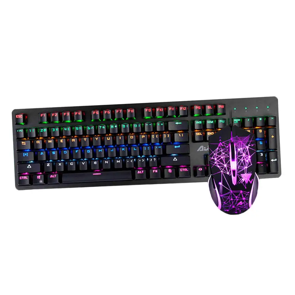Gaming Mechanical Keyboard Mouse Combo Backlit 2400DPI 104Keys