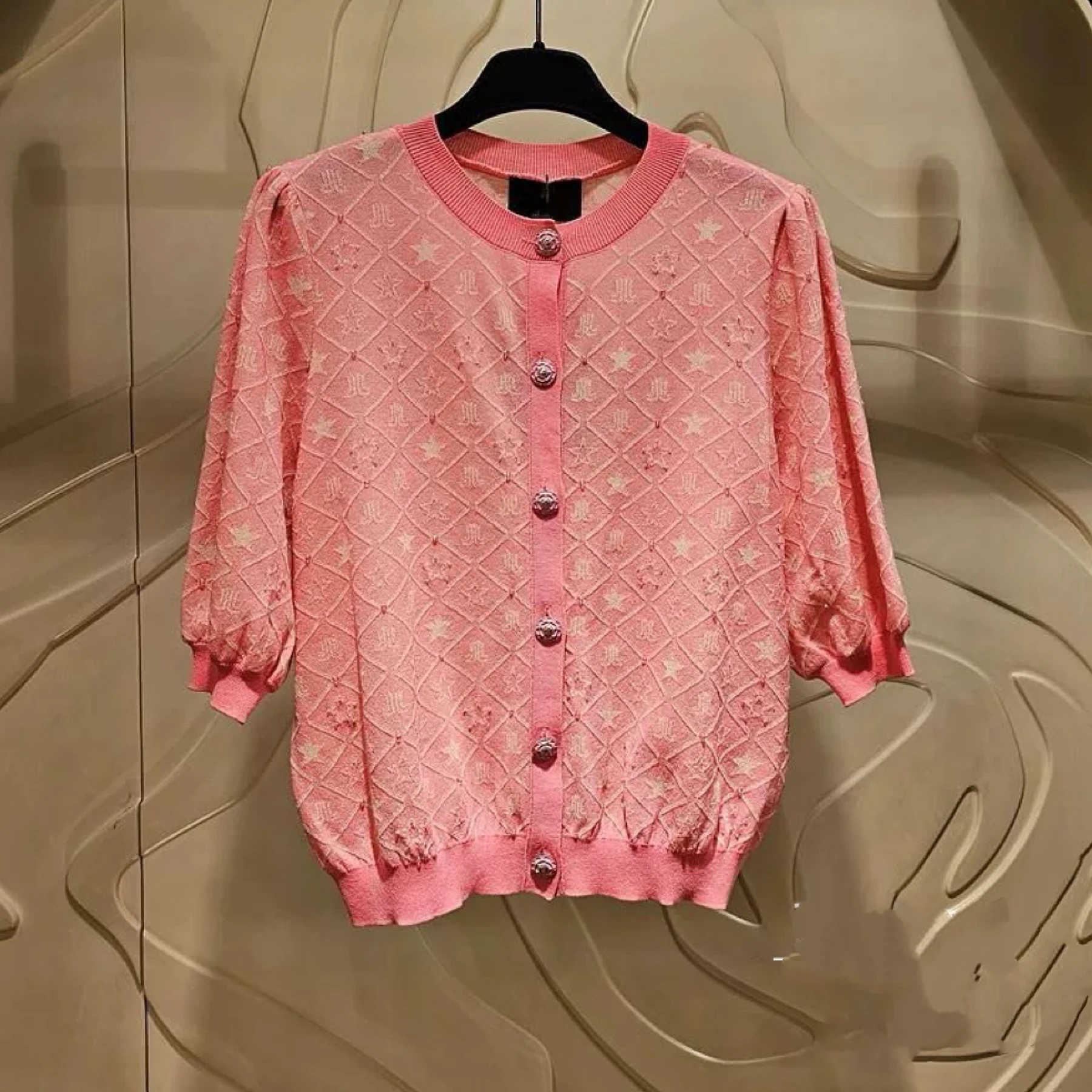 

Корейский круглый вязаный свитер ort Sve с тяжелой вышивкой и стразами, утягивающий кардиган для поездок на работу, женский вязаный...