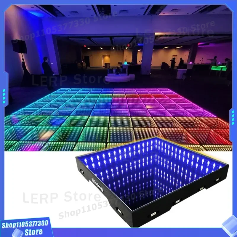 3D Holographic Melaleuca Mirror Floor Light LED Luminous Stage Lighting Magnetic Abyss Tile Lamp for Dance Club Party
