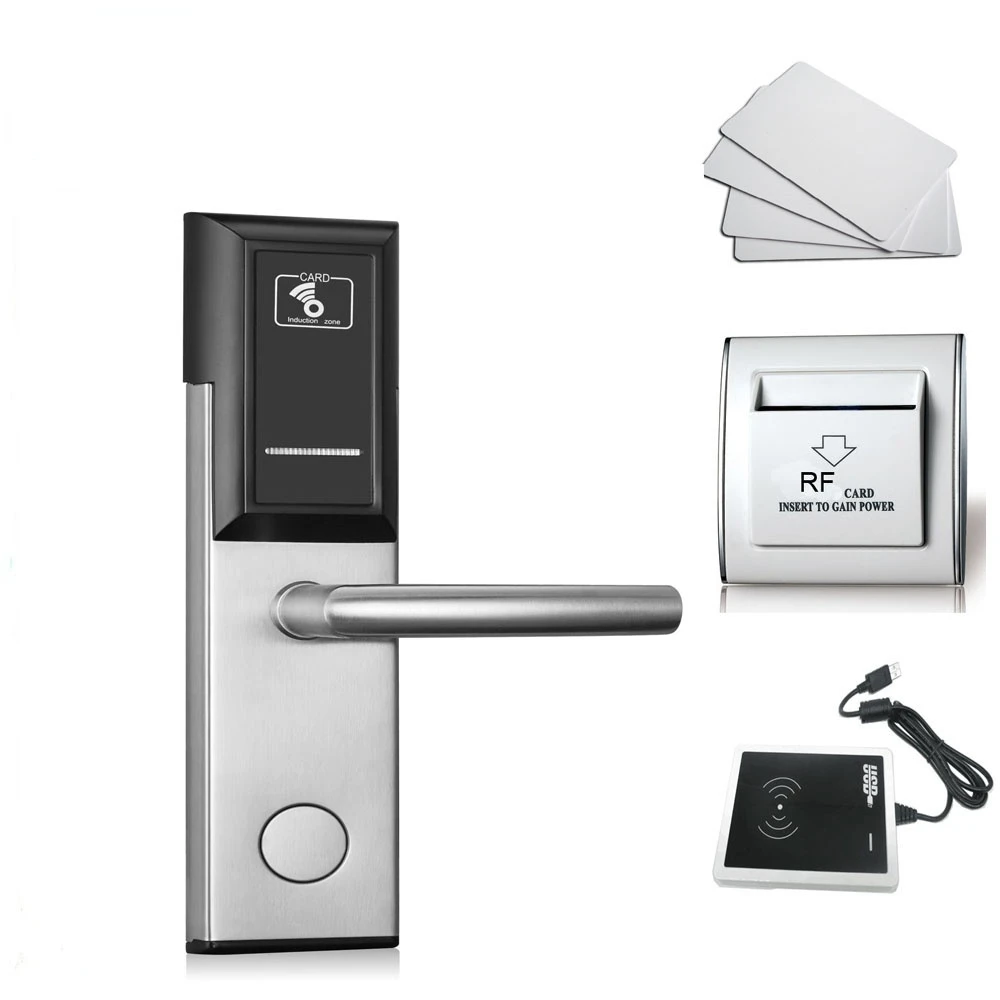 

Stainless steel hotel lock system with hotel management software and MF card encoder backup with mechanical key