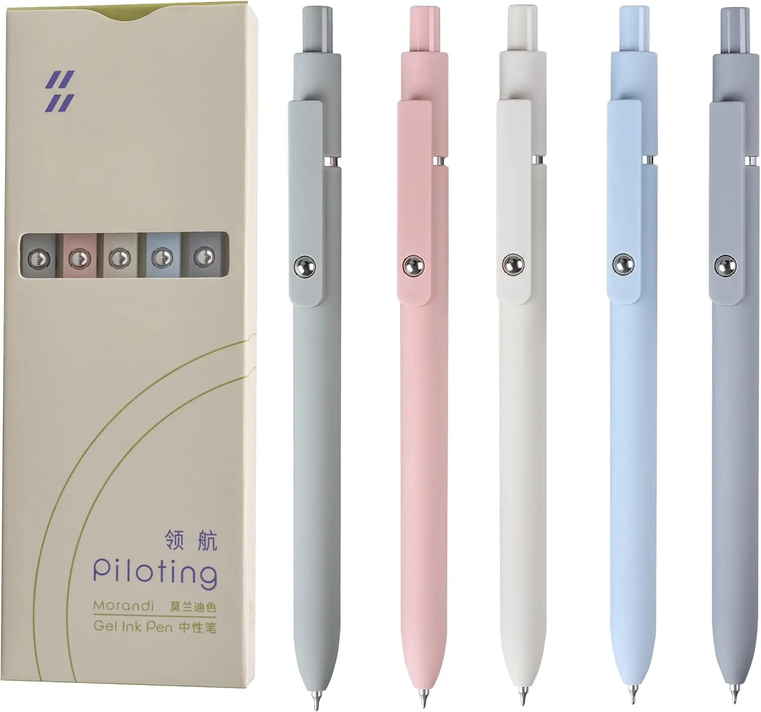 

0.5mm Fine Point Gel Pens Set, Quick Drying Ink, Cute Pens for Women (5 Pcs Morandi-Black Ink)