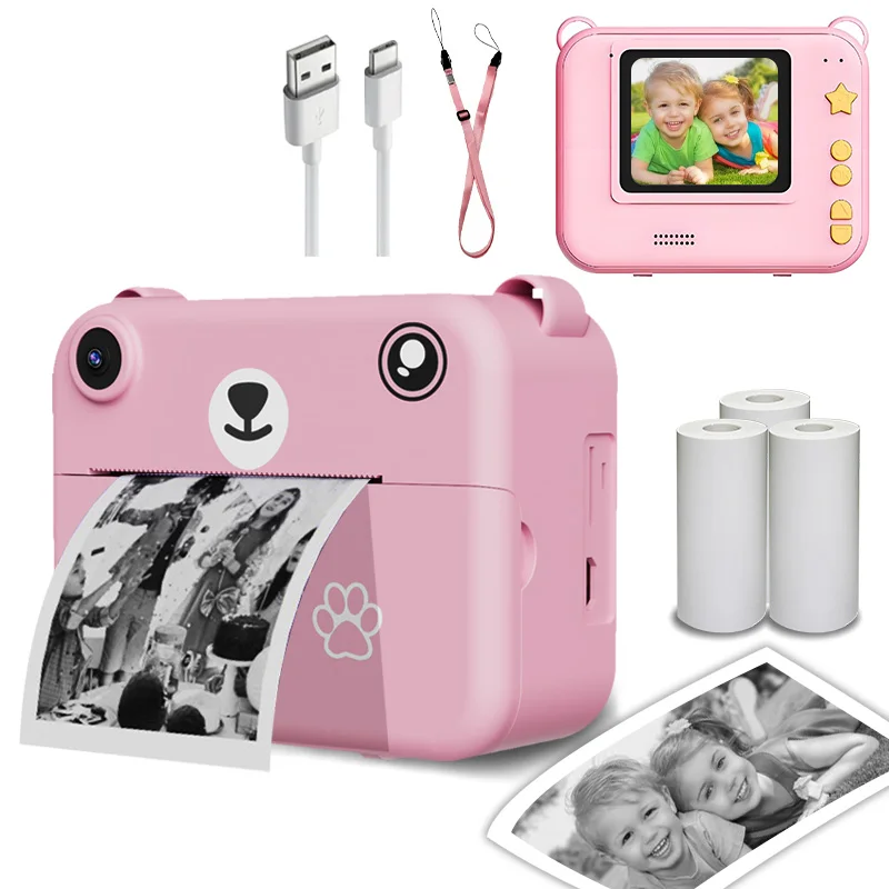 

kid's instant camera game&video&photos|dual cameras|1500mAh battery USB charging cable & lanyard birthday gift for 4+