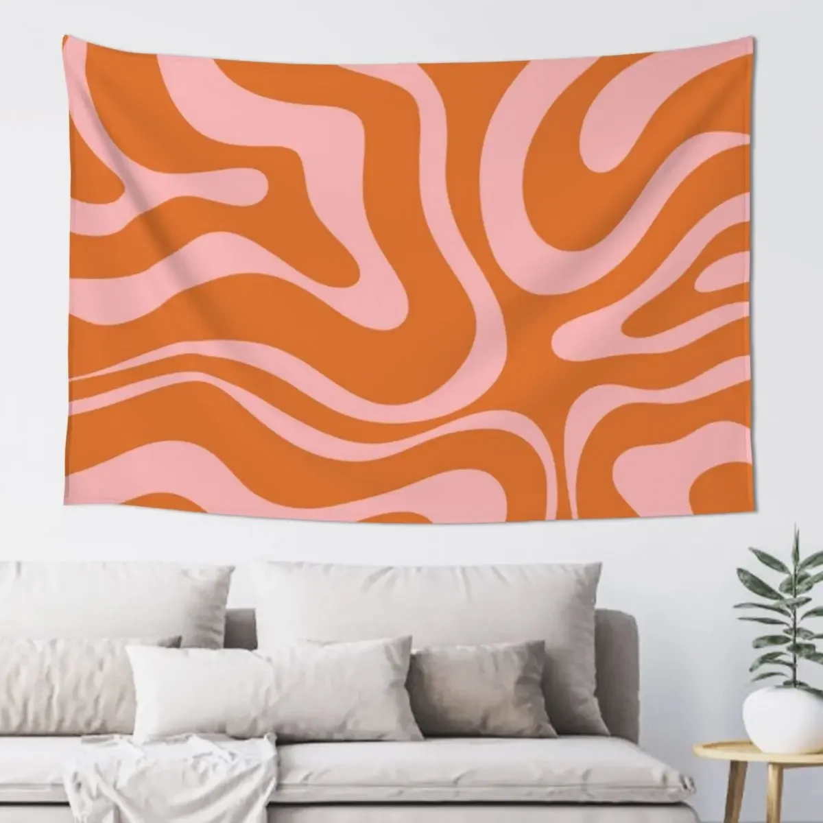 

Liquid Swirl Retro Abstract Pattern in Orange and Pink Tapestry Outdoor Decoration Decorative Wall Mural Tapestry