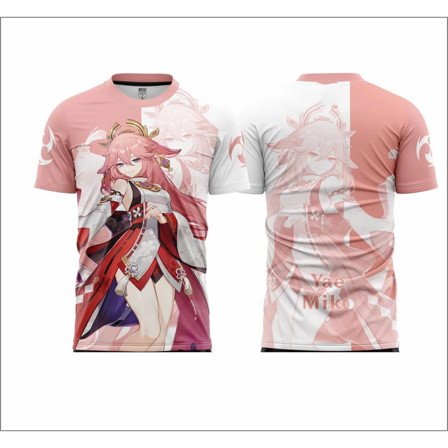 Image of Neue beliebte Anime-Spiele Genshin Impact 3D T-Shirt Mode Yae Miko Print Kurzarm-T-Shirts Harajuku Y2k Tops Sommerkleidung