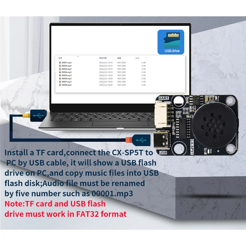 ABSQ-MP3 Модуль воспроизведения голоса Модуль голосового проигрывателя MP3 UART Управление последовательным портом Совместимый электронный строительный блок Музыка