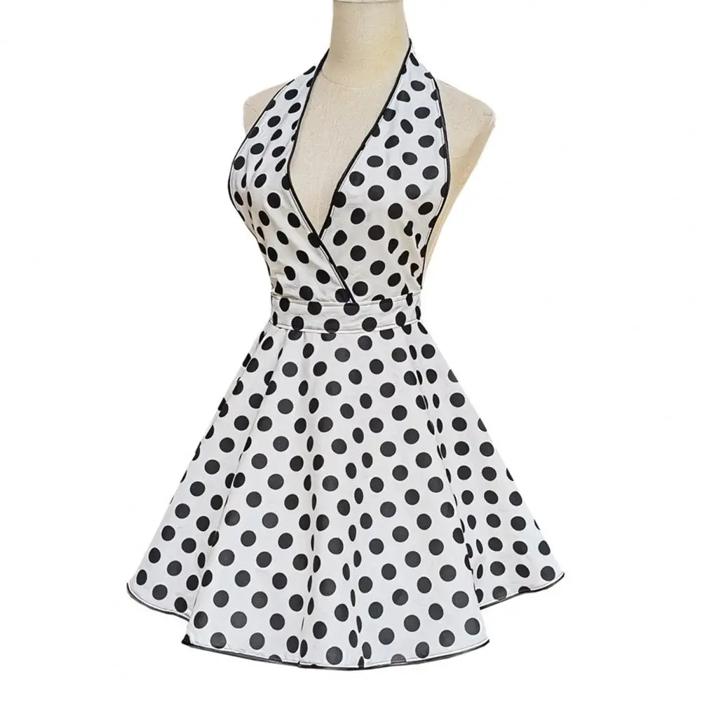 

Polka Dot Apron Vintage Polka Dot Kitchen Aprons for Women Retro Cute Sexy V-necked Cotton Aprons with Adjustable Ties for Home