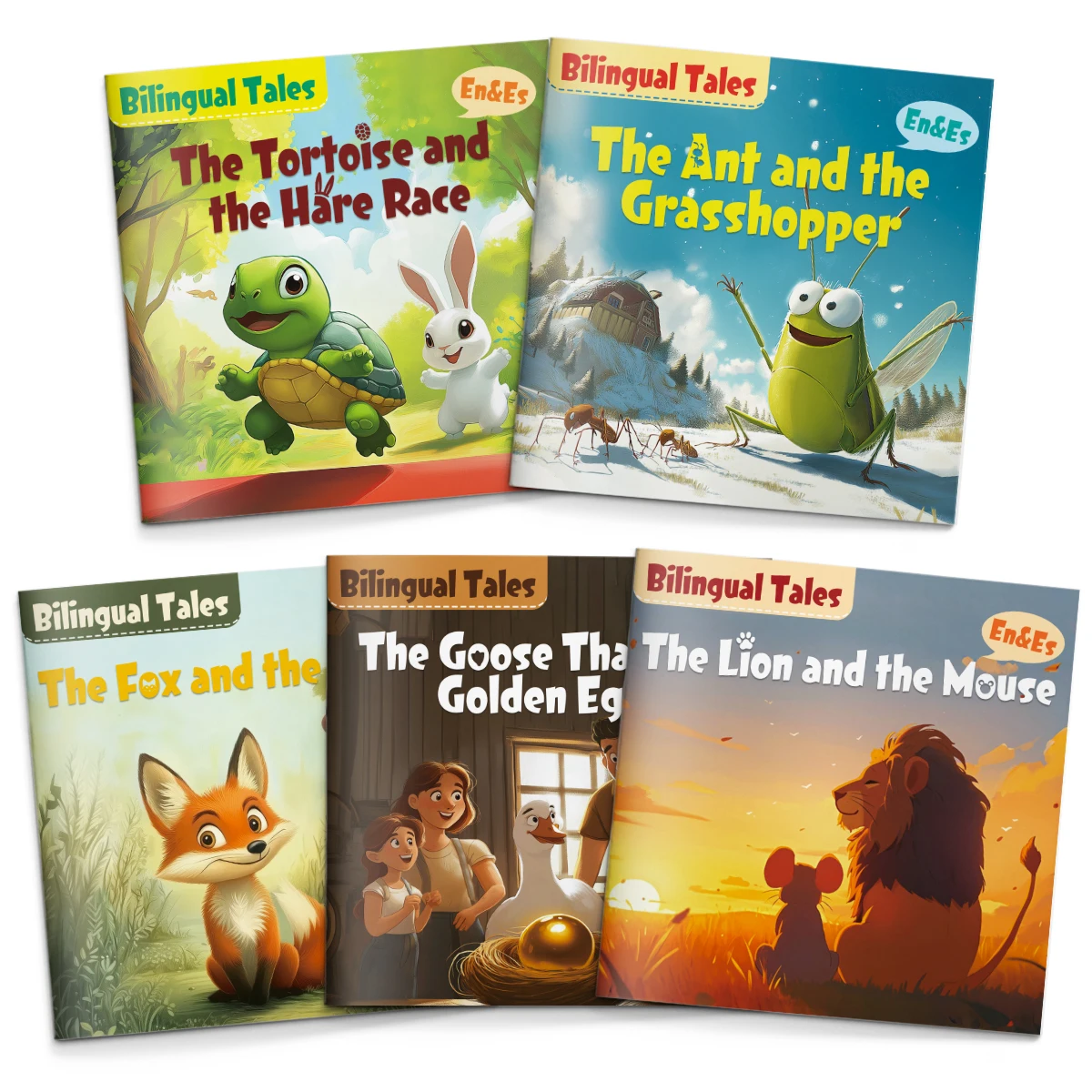 

Набор из 5 книг «Басни Эзопа» на английском и испанском языках для детей | Книги для начинающих читателей, книги для изучающих английский язык, иллюстрированные истории на ночь