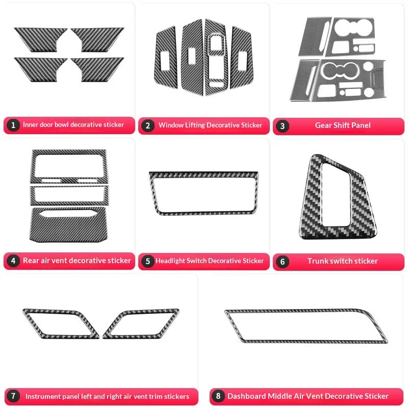 

For 2019-2023 VW Touareg Interior Upgrade Carbon Fiber Dashboard Vent Door Cup Sticker Decor