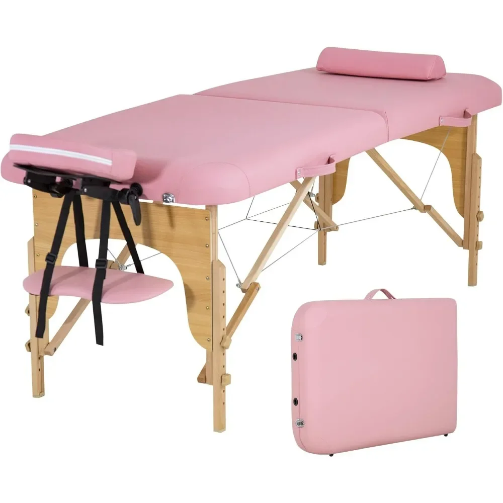

Massage Table, 28 Inch Wide Lash Bed 2 Folding Heigh Adjustable Spa Table with Half Bolster Oxford Bag, Portable Massage Bed