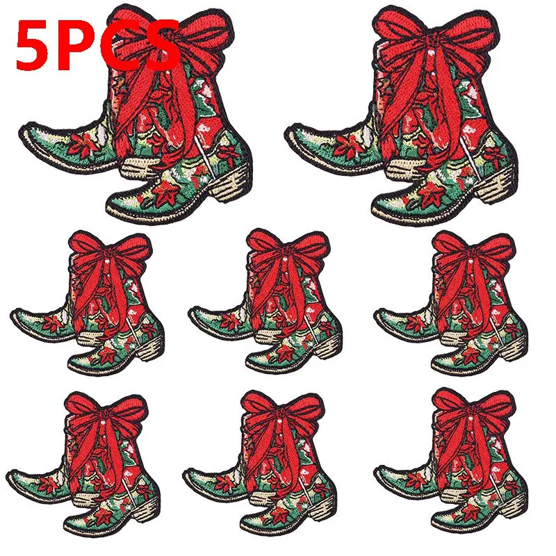 5 pçs atacado feliz natal remendo arco remendos bordados de natal para roupas ferro em remendos termoadesivos