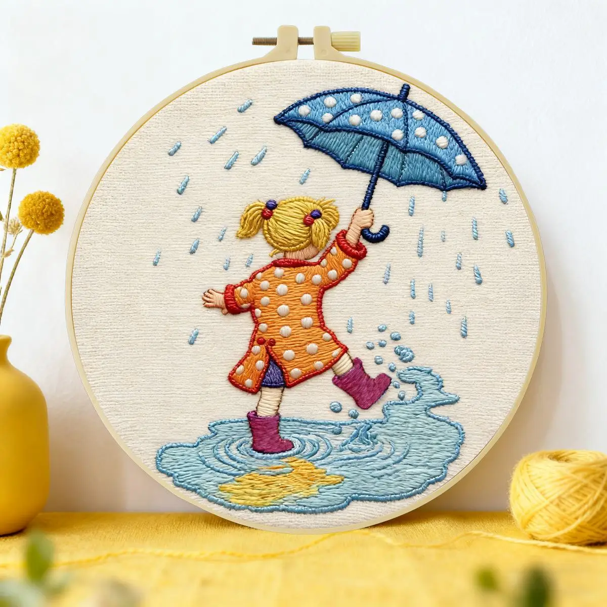 1 Stück 20X20CM/15X15CM 7,87/6,3 Zoll Mädchen-Stickerei-Starter-Kit DIY-Kit DIY-Stickerei-Set Handarbeiten Nähkunst Heimdekoration – Detail 1