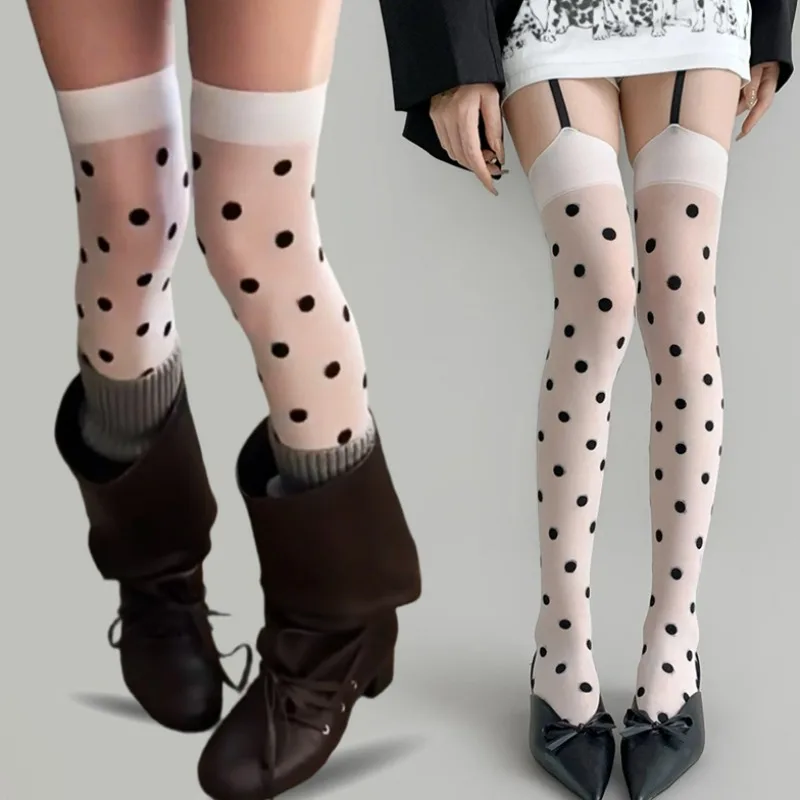 

Чулки в горошек, сексуальные носки до бедра на подтяжках, пикантные чулки JK для девочек, леггинсы, женские сексуальные носки в стиле Харадзюку с подвязками