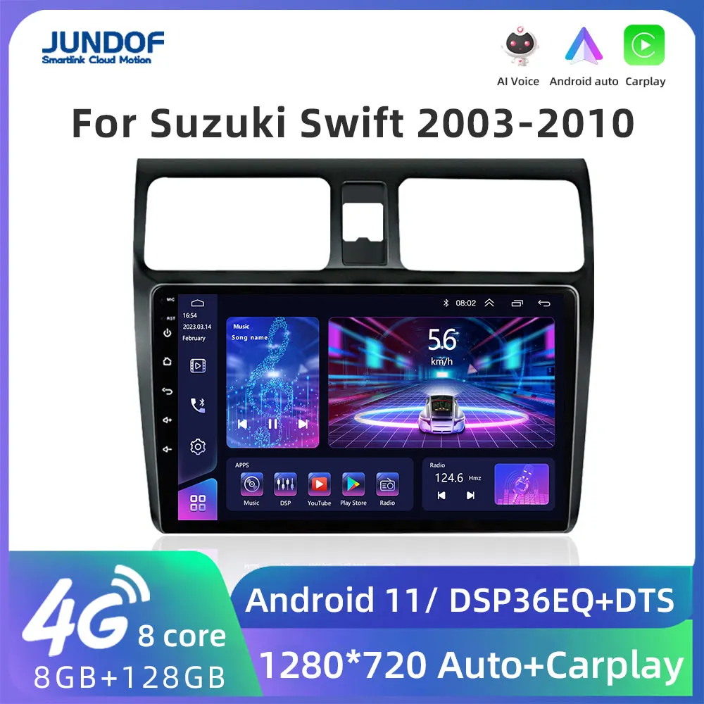 

JUNDOF 10" Android Auto 2DIN Car Radio CarPlay Stereo For Suzuki Swift 2003 2004 2005 2006 2007-2010 GPS Multimedia Video Player