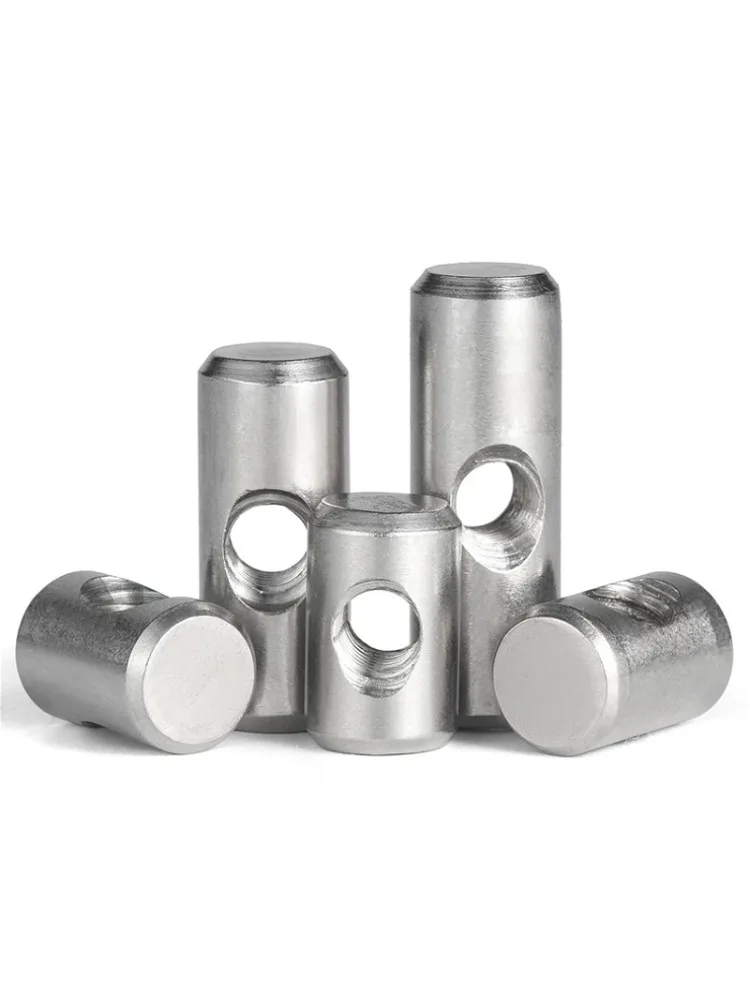 Vis à barillet en acier inoxydable 304 M4 M5 M6, goujons cylindriques, goujons à trou traversant, écrous encastrés pour meubles en bois