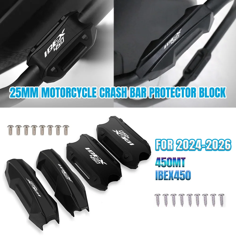 

Motorcycle Bumper Engine Guard 25MM Protection Block Crash Bar Decorative FOR CFMOTO 450MT IBEX450 2024 - 2026 IBEX 450 450 MT