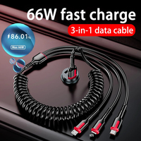 Multifunctional 3 in 1 Fast Charging Data Cable 100W For iPhone Xiaomi Huawei Micro USB Lightning Multiple Port Charging Cord
