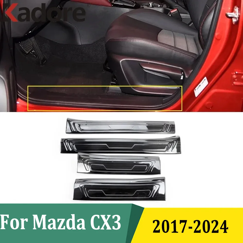 For Mazda CX3 CX-3 2024-2022 2021 2020 2019 2018 2017 Inner Door Sill Scuff Plate Trim Car Accessories Styling Stainless Steel