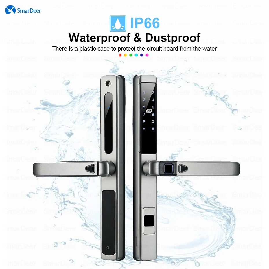 Imagem -02 - Smardeer-outdoor Fingerprint Lock Impermeável Tuya Smart Home Electronic Lock Aplicável a Portas de Liga de Alumínio