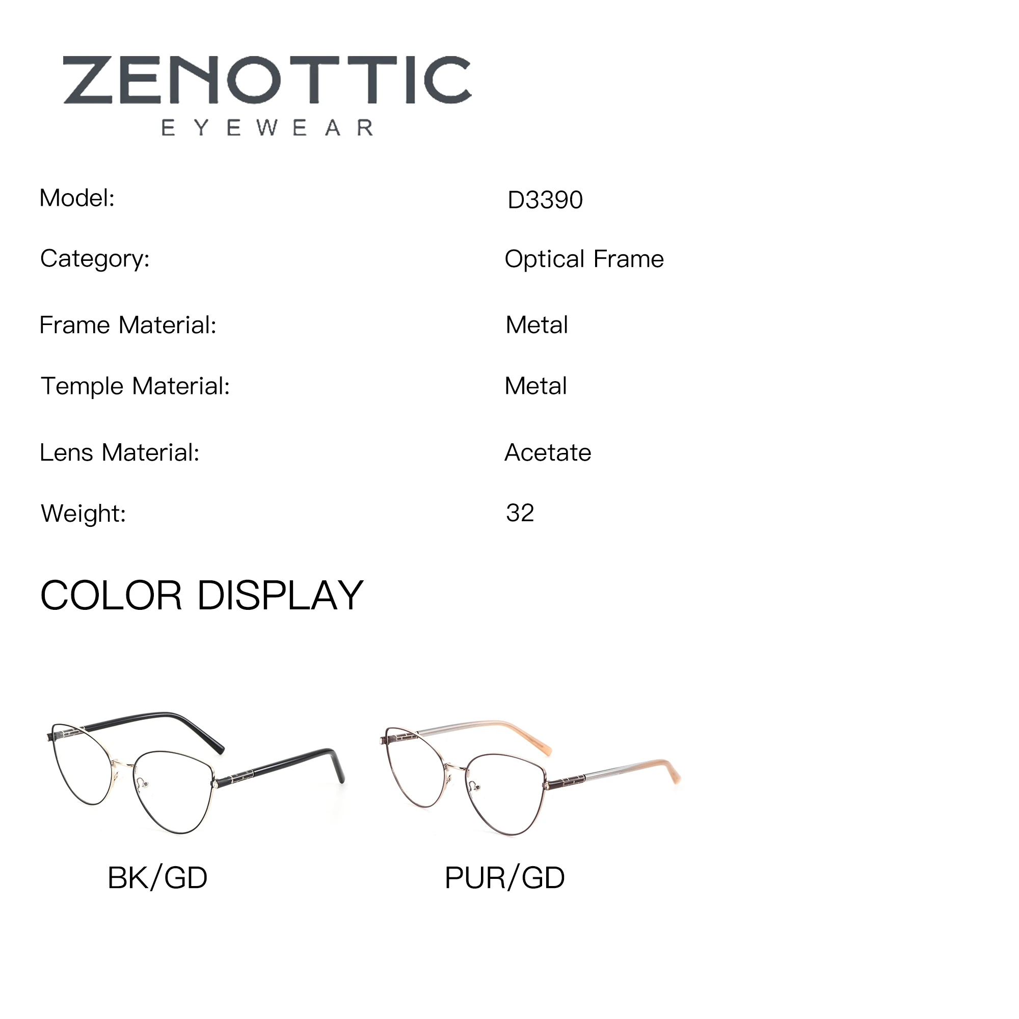 ZENOTTIC (M Size) Women Butterfly Metal Prescription Glasses Graduated Eyeglasses For Myopia Progressive Lenses