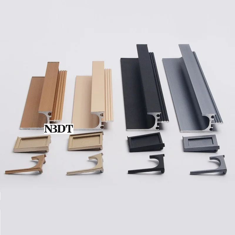 

10Pcs 95CM DIY Aluminum Profile L Shaped Built-in Integral Finger Pull End Cover Cupboard Cabinet Gold Grey Matte Black Copper