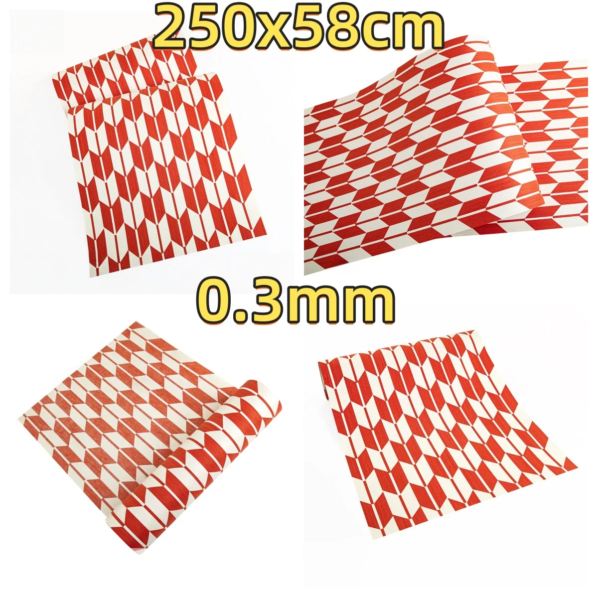 Manjianghong Reconstituted Wood Veneer, 0.3mm, 250x58cm, For Watch Box Marquetry.(Backing Non-woven Fabric)