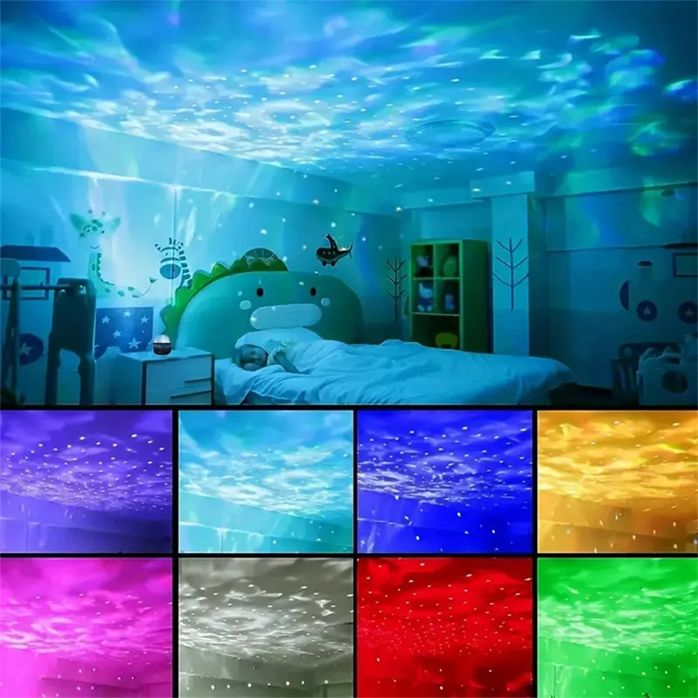 LED Starry Galaxy Projector Light RGB Smart Remote Control Star Aurora Lamp KTV USB Plug Rotating for Home Bedroom Decor