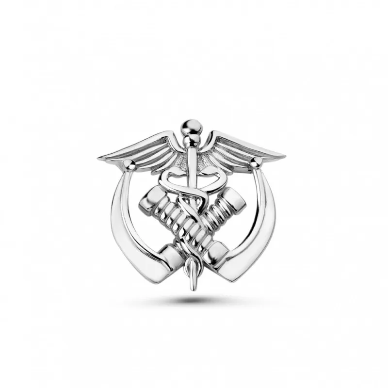 Harong Caduceus and Laryngoscope Brooch Silver Plated Dental Hat Backpack Lapel Pin Badge Graduation Gifts for Medical Students