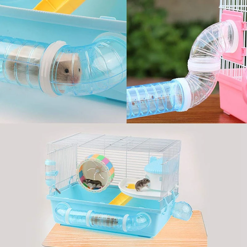 Hamster Tubes, Adventure External Pipe Set Hamster Cage Toys To Expand Space DIY Creative Connection Tunnel Blue