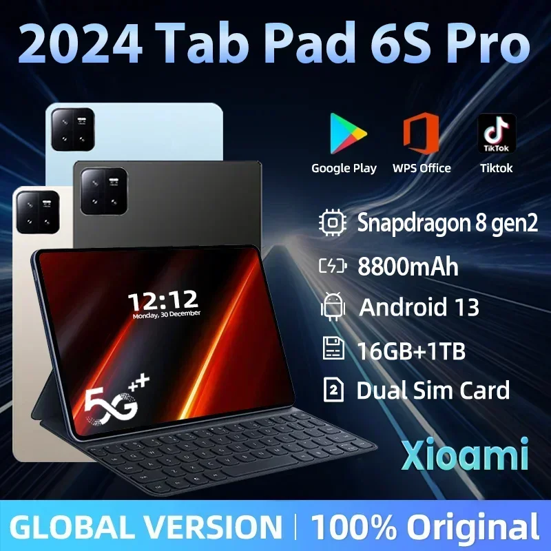 2024 NEW Global Version Original XioamI Pad 6S Pro Tablet 16GB+1T 11inch HD 4K Android 14 8800mAh 5G Dual SIM WiFi GPS Tablet