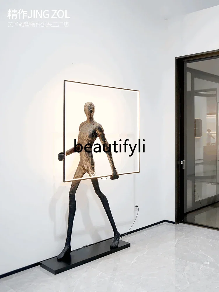 

Creative humanoid sculpture floor ornament human body abstract art decoration living room light luxury floor lamp