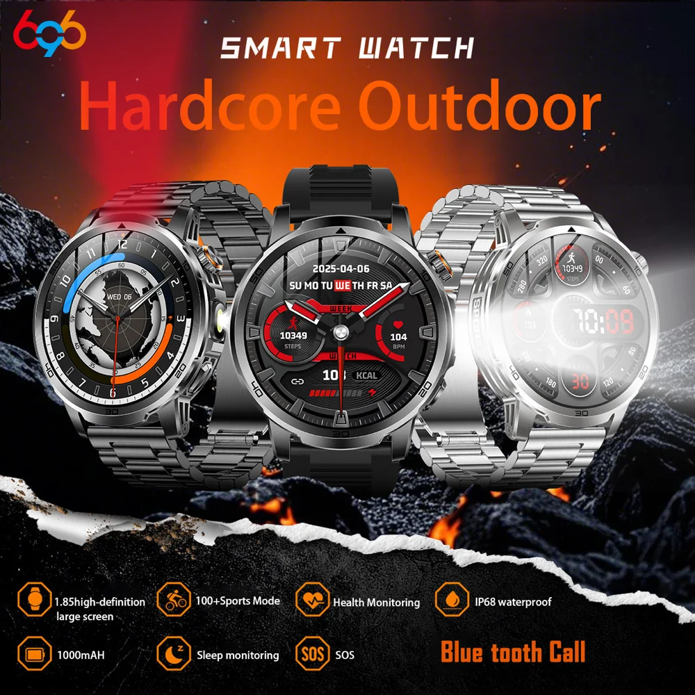 

Weather Sports SOS Strobe Mode Alarm Sound Blue Tooth Call Smart Watch Flashlight Voice Assistant Waterproof Health Smartwatch