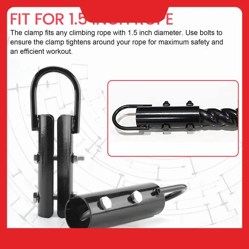 1.5 Inch Climbing Rope Clamp,2 Sets Rope Climb Clasp Workout Rig Attachment Hook For Rope Climbing Gym Strength Training