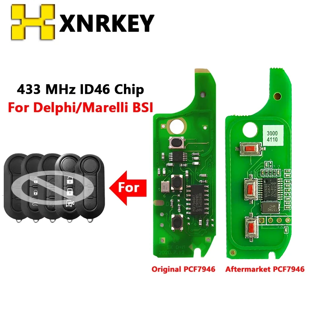 XNRKEY Car Remote Key Original Circuit Board for FIAT 500 MPV Bravo Ducato Doblo Fiorino Grande Punto Evo Qubo PCF7946 D/M Syste