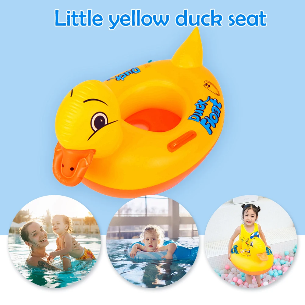 Inflatable Duck Swimming Ring with Handle Quacker Swimming Pool Ring PVC Duck Shaped Swim Circles Children Summer Party