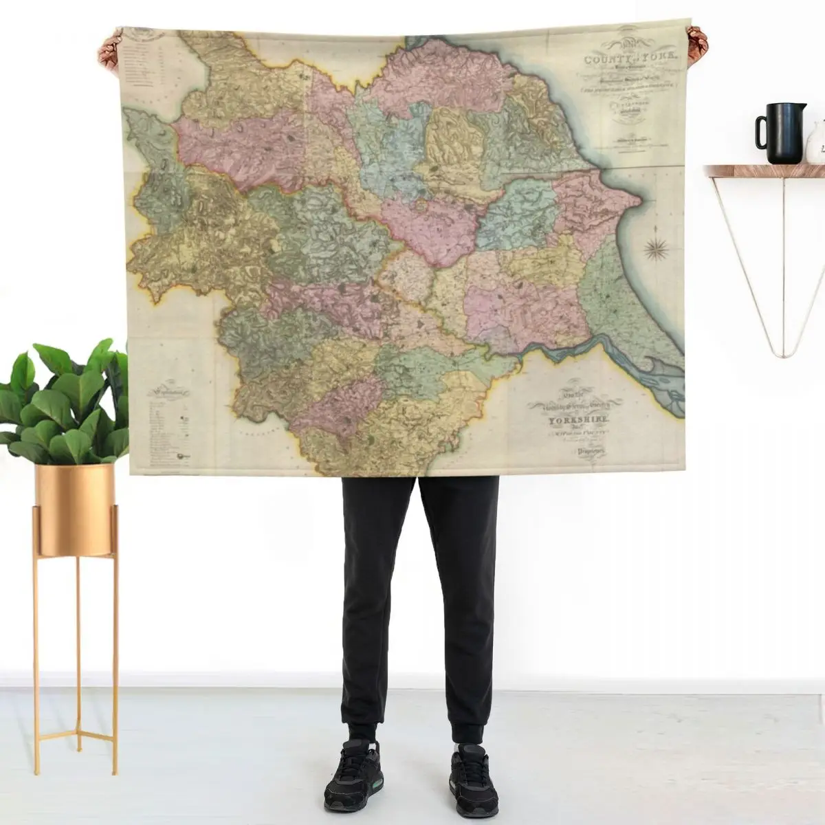 Yorkshire: God`s own country. Vintage Map Throw Blanket Designers Plaid Blankets For Bed Plush Bed linens Fashion Sofas Blankets