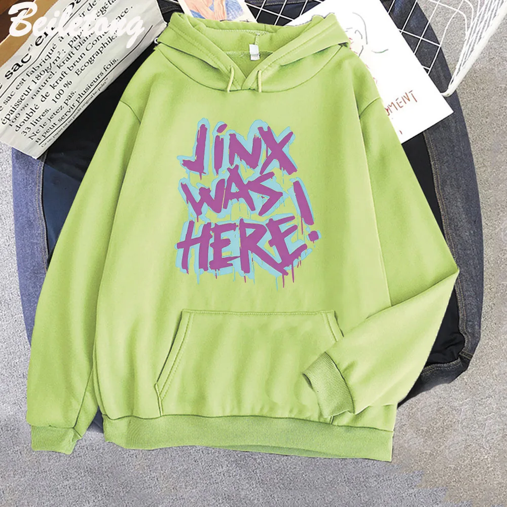 Jinx War Hier Hoodie Anime ARCANE Schwarz Pullover Graffiti Stil Druck Langen ärmeln Street Grunge Kleidung Unisex Fleece Herren