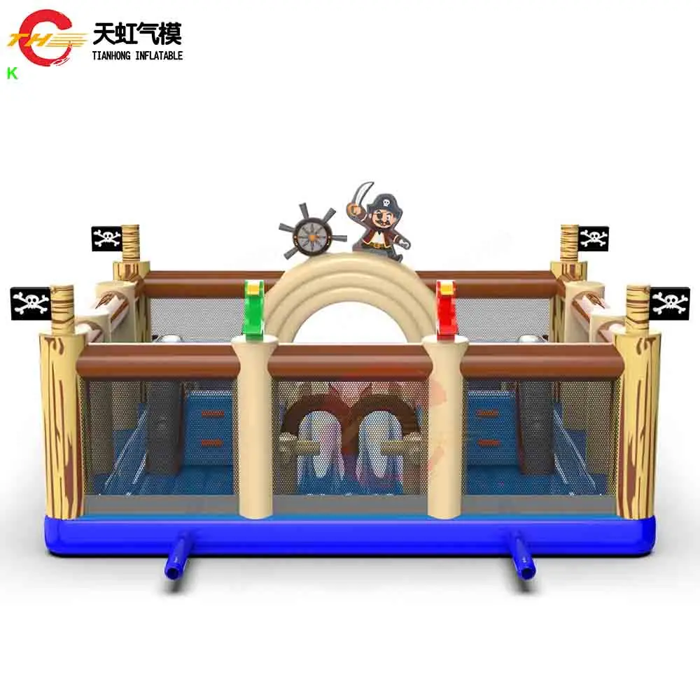 Aire de jeux gonflable Durable commerciale avec obstacles, château gonflable à thème Pirate, maison de saut Moonwalk