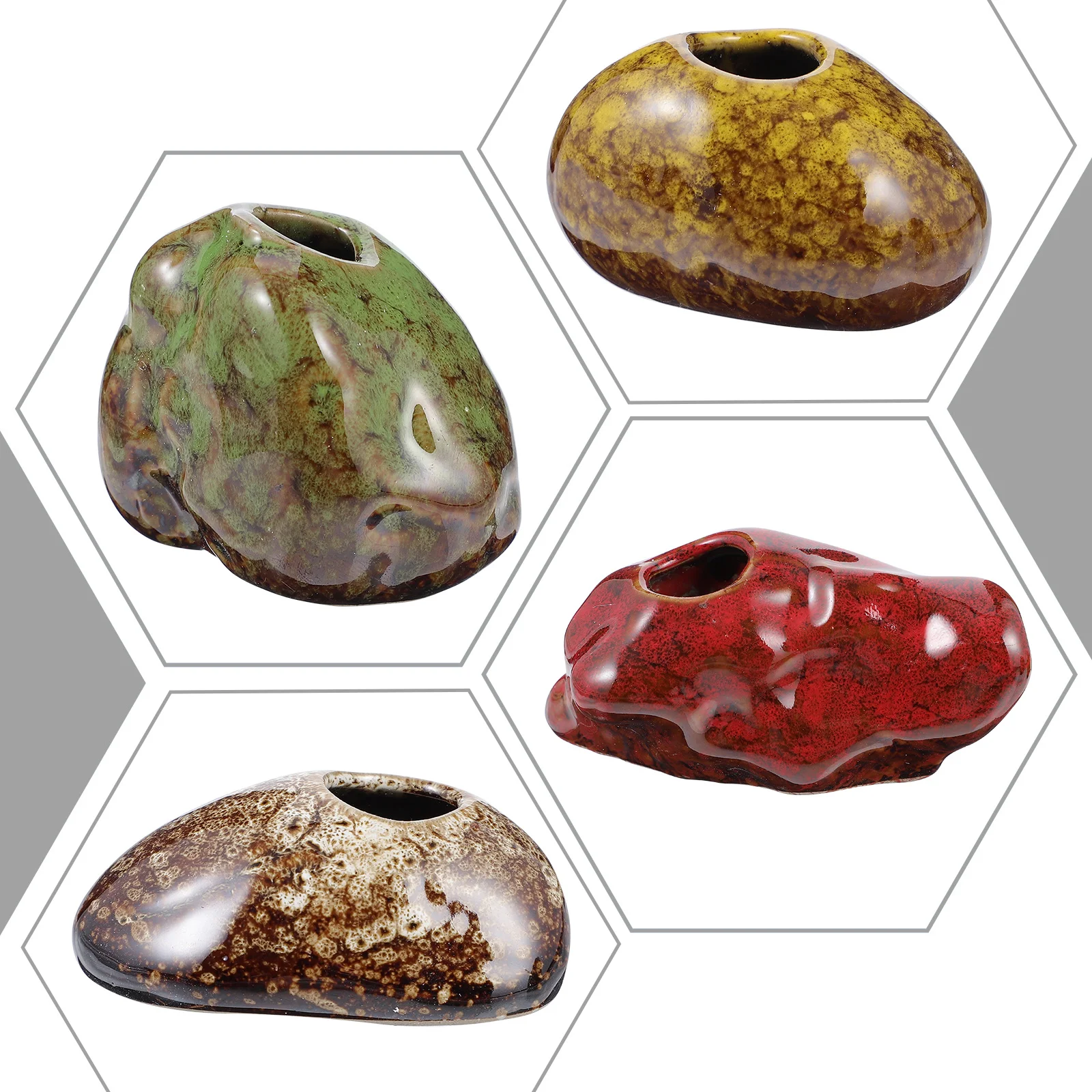 

4Pcs Kiln Effect Flower Vase Ceramic Hydroponic Arrangement Container Home Desktop Vase Decorative Ornament Flower Buckets