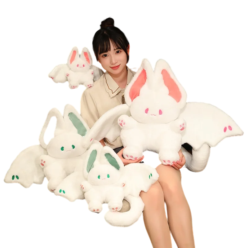 25 ~ 55cm kawaii morcego coelho travesseiro de pelúcia recheado preto/branco rosa/verde dos desenhos animados animal plushie fofo reconfortante presente de aniversário
