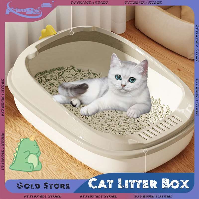 Cat Litter Box Splashproof Kitten Toilet Easy To Clean Pet Sandbox Detachable Washable Cat Tray Rabbit Sand Basin Accessories